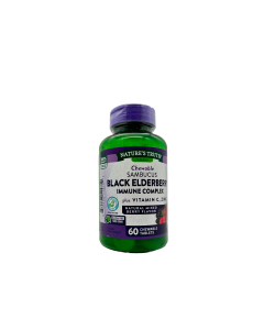 Nature's Truth Chewable Sambucus Black Elderberry Immune Complex Plus Vitamin C, Zinc